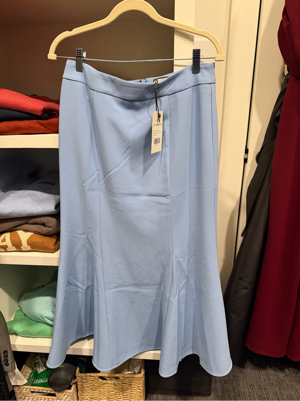 Light Blue Women's Flared Midi Skirt